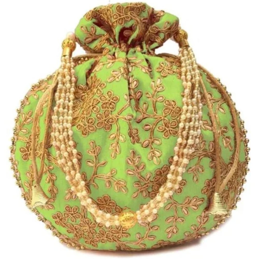 Indian Ethnic Women Potli Bags Green